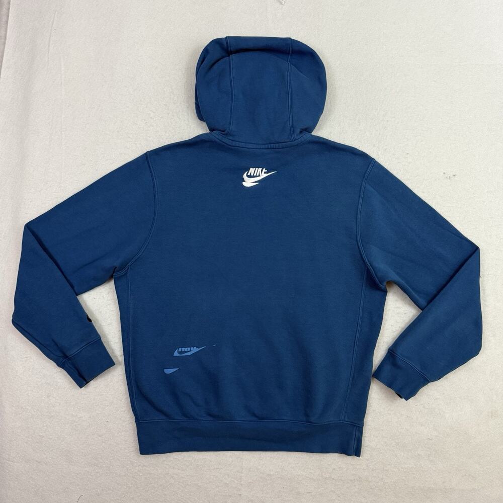 Nike Hoodie Mens Medium Blue Repeat Logo Pullover Sweatshirt Multi Swoosh - Picture 4 of 11